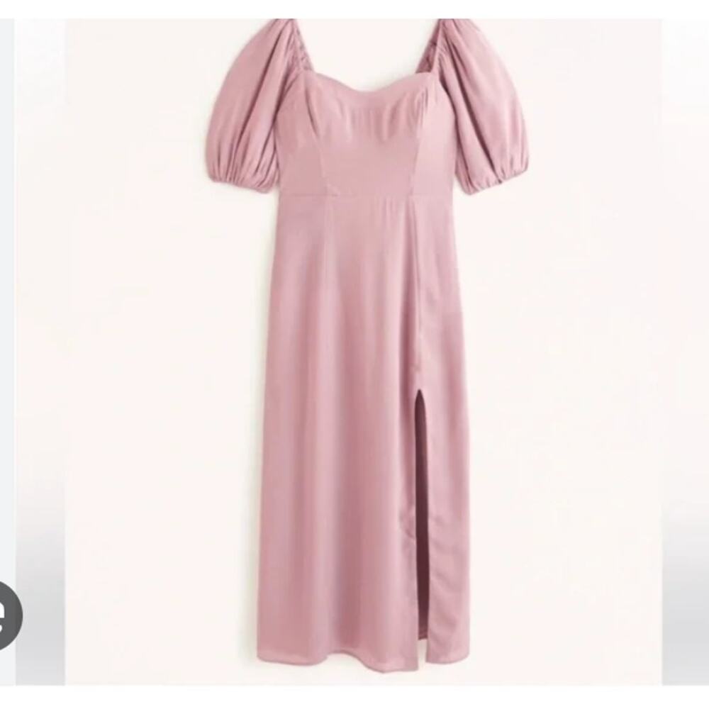 Abercrombie & Fitch Dusty Rose Puff-Sleeve Midi Dress